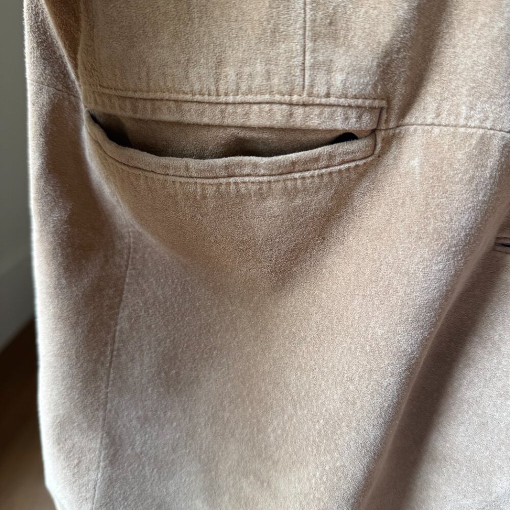 Dennis Basso Vintage Tan Suede Coat Ethically Made in USA Y2K Tailored Fit XS - Picture 8 of 16